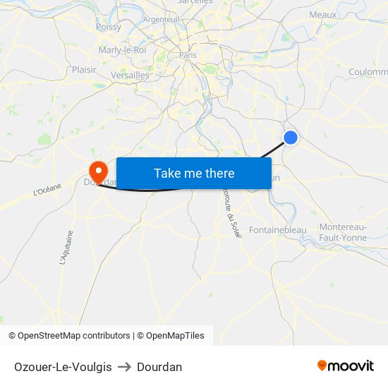 Ozouer-Le-Voulgis to Dourdan map