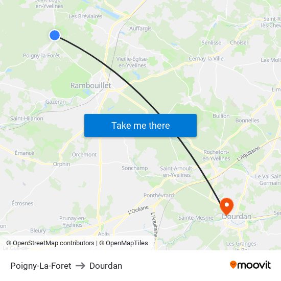 Poigny-La-Foret to Dourdan map