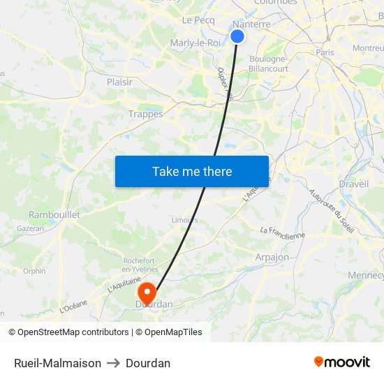 Rueil-Malmaison to Dourdan map
