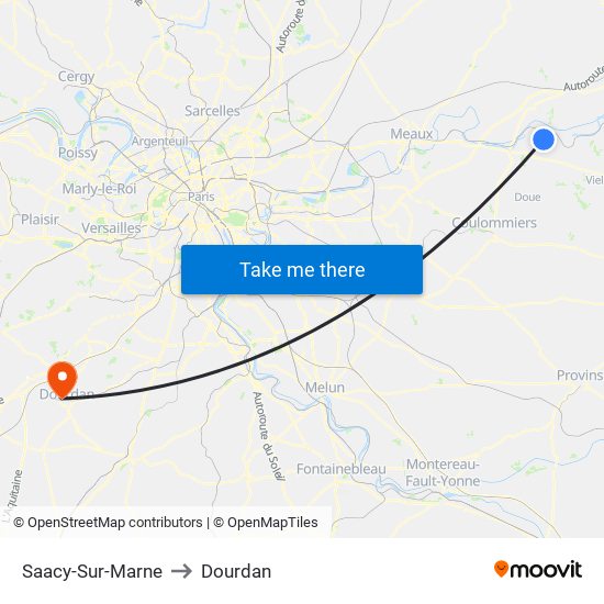 Saacy-Sur-Marne to Dourdan map