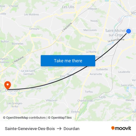 Sainte-Genevieve-Des-Bois to Dourdan map