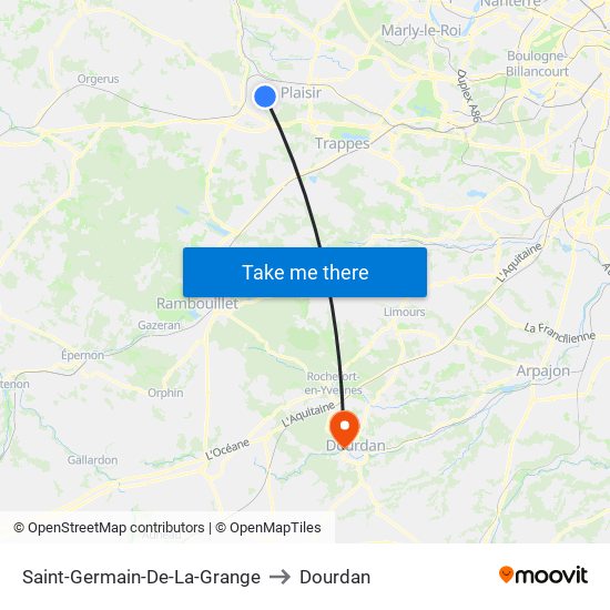 Saint-Germain-De-La-Grange to Dourdan map