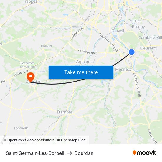 Saint-Germain-Les-Corbeil to Dourdan map