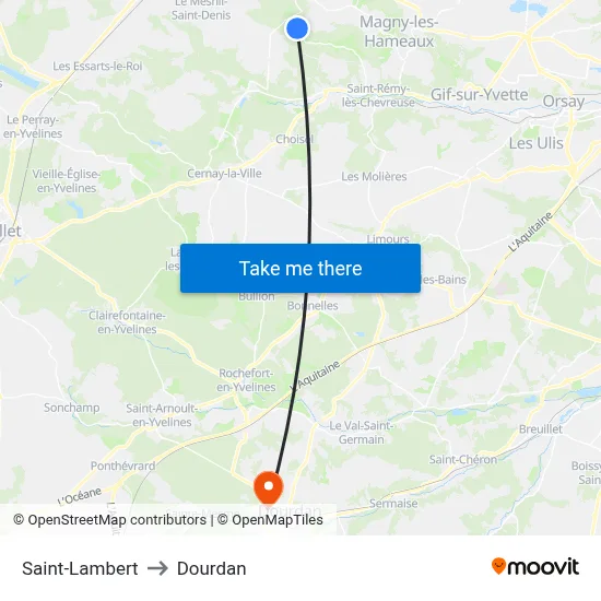 Saint-Lambert to Dourdan map