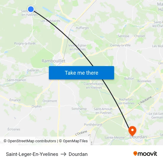 Saint-Leger-En-Yvelines to Dourdan map