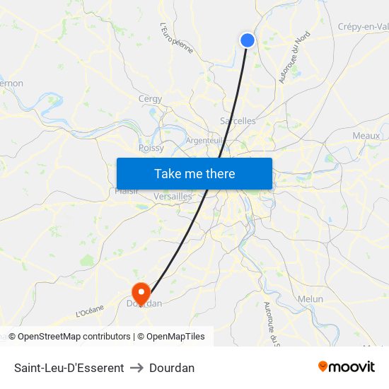 Saint-Leu-D'Esserent to Dourdan map