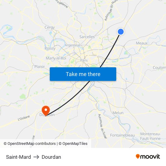 Saint-Mard to Dourdan map