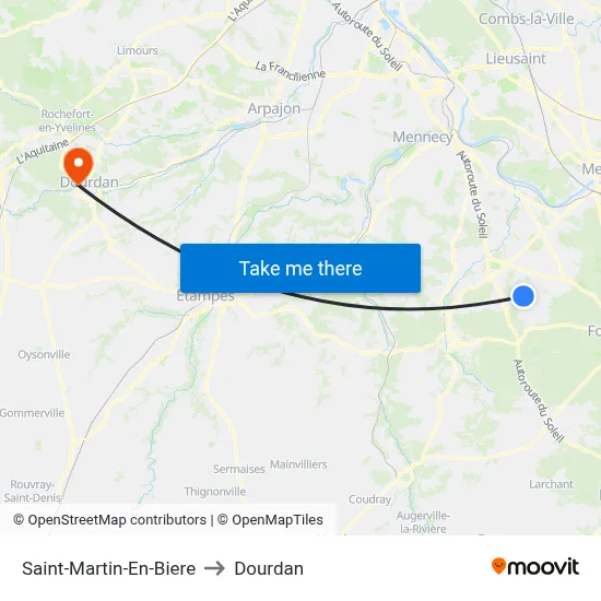 Saint-Martin-En-Biere to Dourdan map