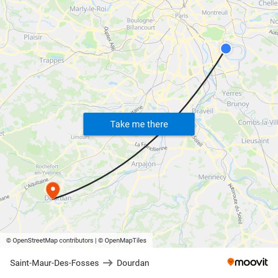 Saint-Maur-Des-Fosses to Dourdan map