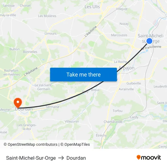 Saint-Michel-Sur-Orge to Dourdan map