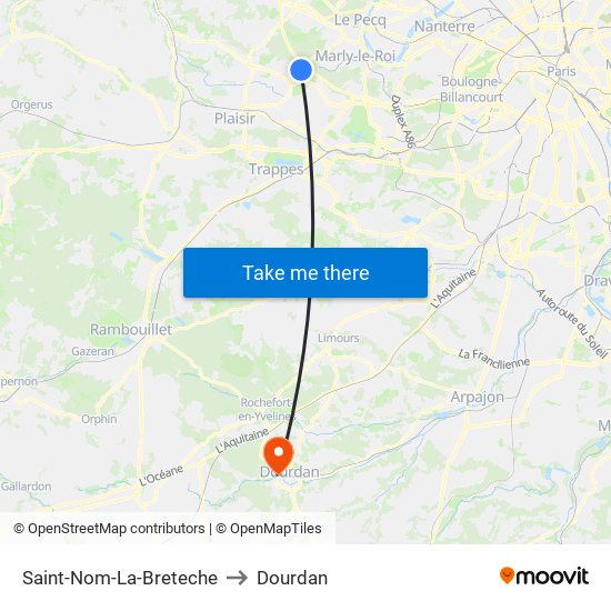 Saint-Nom-La-Breteche to Dourdan map