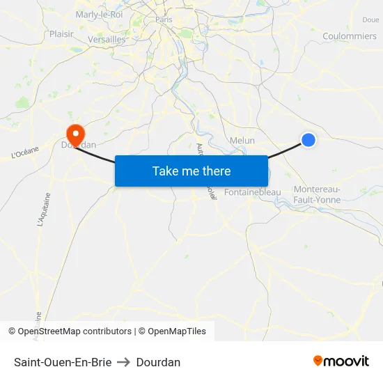 Saint-Ouen-En-Brie to Dourdan map
