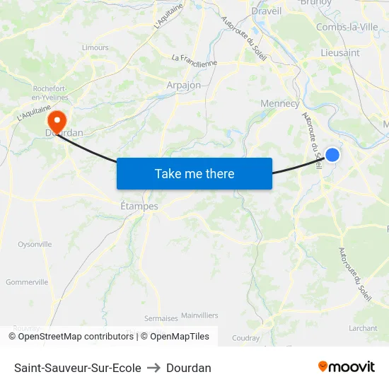 Saint-Sauveur-Sur-Ecole to Dourdan map
