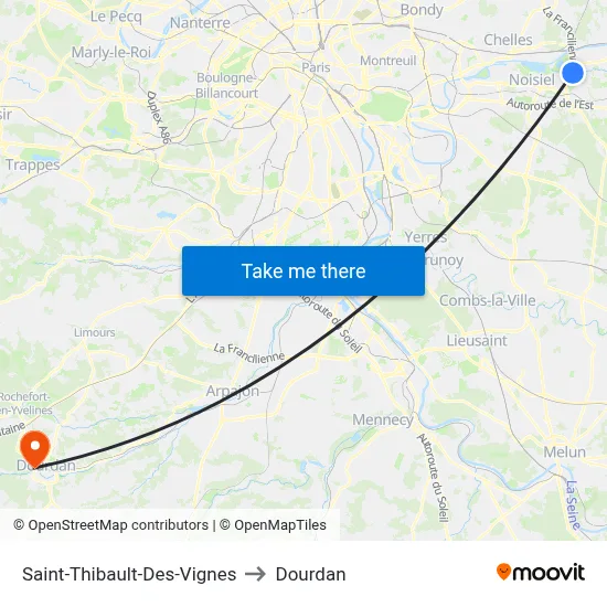 Saint-Thibault-Des-Vignes to Dourdan map