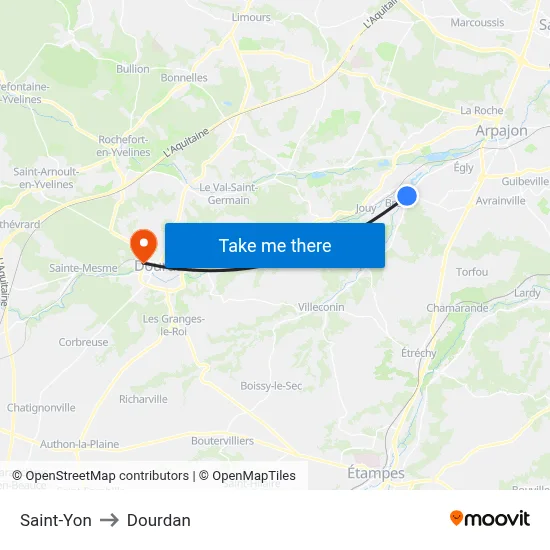 Saint-Yon to Dourdan map