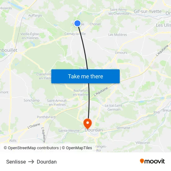 Senlisse to Dourdan map