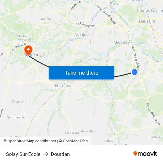 Soisy-Sur-Ecole to Dourdan map