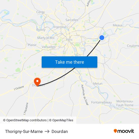 Thorigny-Sur-Marne to Dourdan map