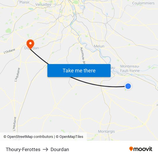 Thoury-Ferottes to Dourdan map