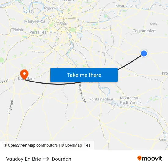 Vaudoy-En-Brie to Dourdan map