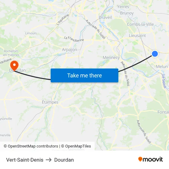 Vert-Saint-Denis to Dourdan map