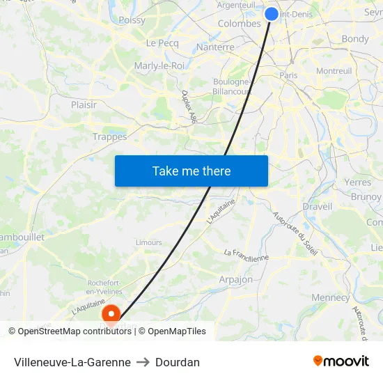 Villeneuve-La-Garenne to Dourdan map