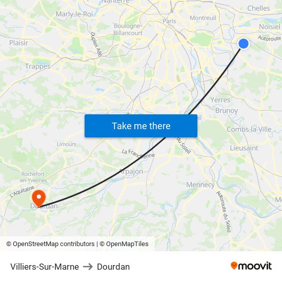 Villiers-Sur-Marne to Dourdan map