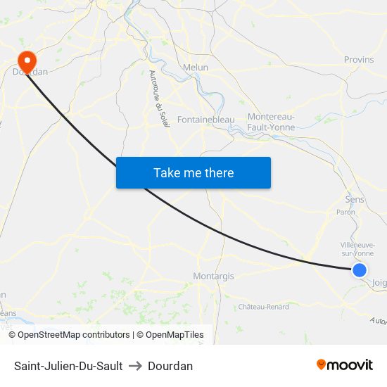 Saint-Julien-Du-Sault to Dourdan map