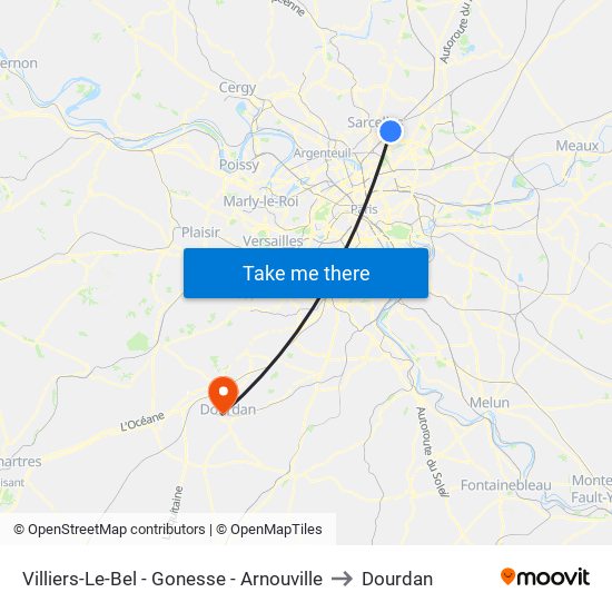 Villiers-Le-Bel - Gonesse - Arnouville to Dourdan map