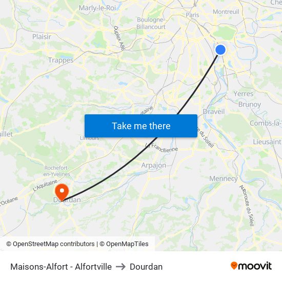 Maisons-Alfort - Alfortville to Dourdan map
