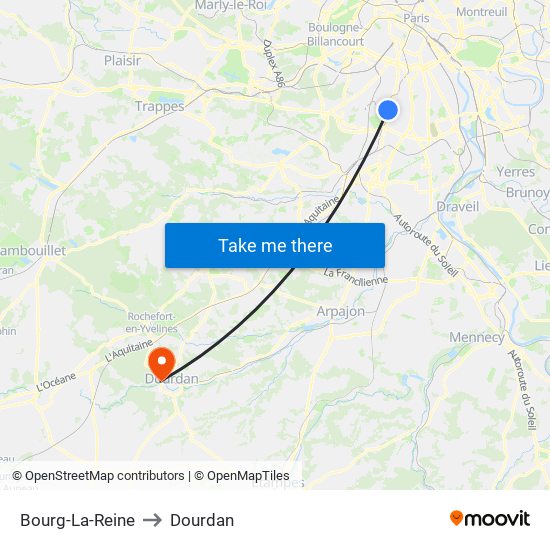 Bourg-La-Reine to Dourdan map