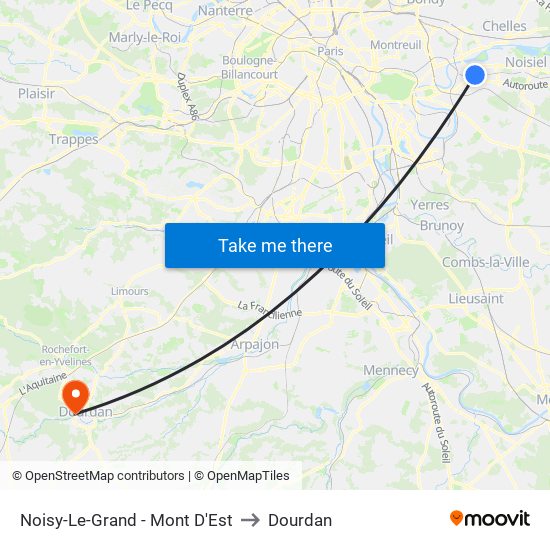 Noisy-Le-Grand - Mont D'Est to Dourdan map