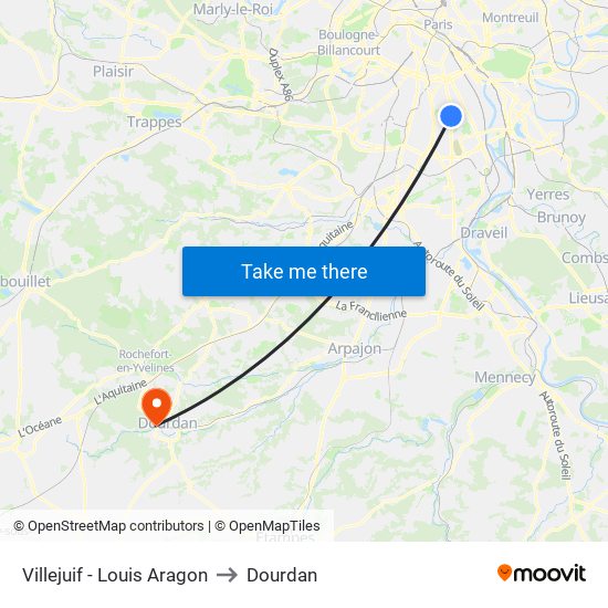 Villejuif - Louis Aragon to Dourdan map