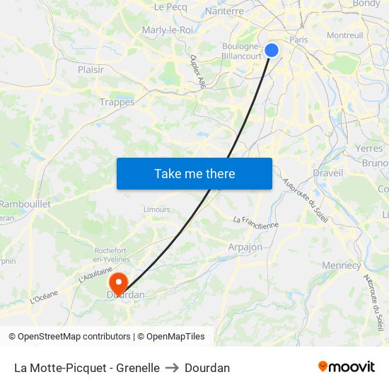 La Motte-Picquet - Grenelle to Dourdan map