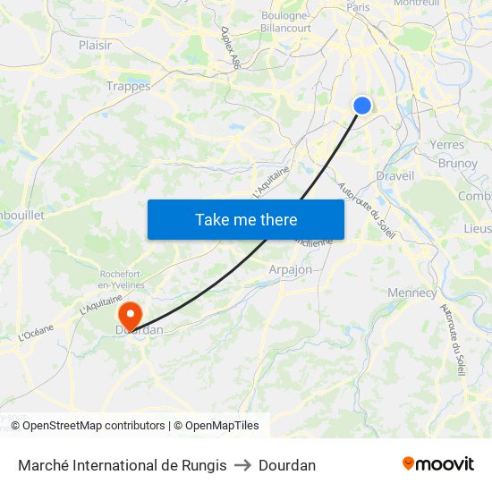 Marché International de Rungis to Dourdan map