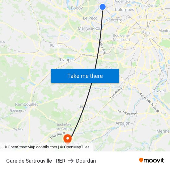 Gare de Sartrouville - RER to Dourdan map