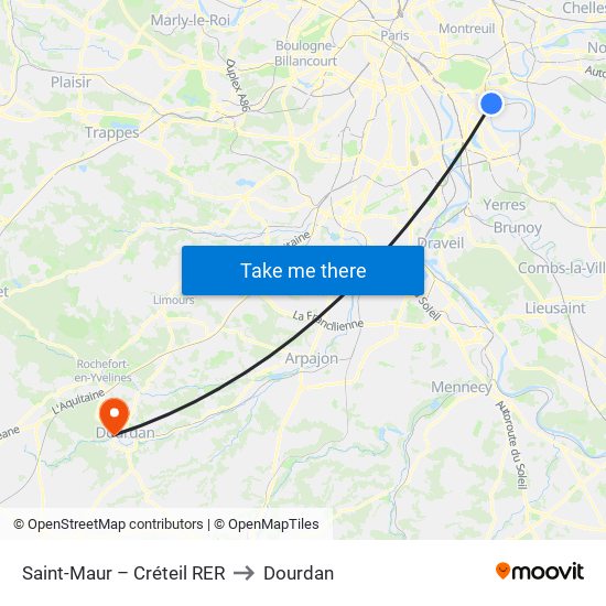 Saint-Maur – Créteil RER to Dourdan map