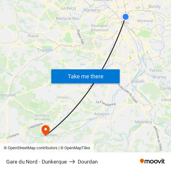 Gare du Nord - Dunkerque to Dourdan map