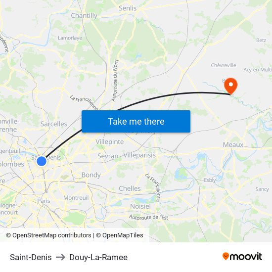 Saint-Denis to Douy-La-Ramee map