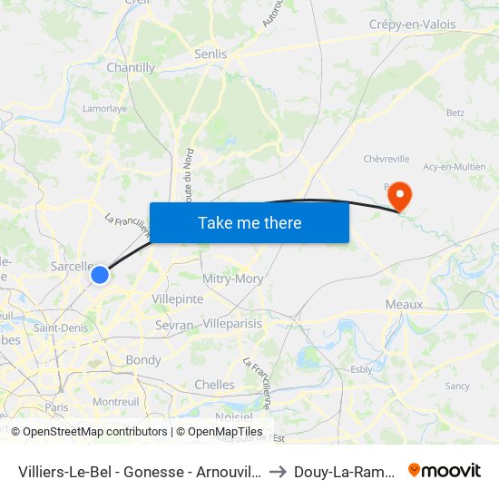 Villiers-Le-Bel - Gonesse - Arnouville to Douy-La-Ramee map