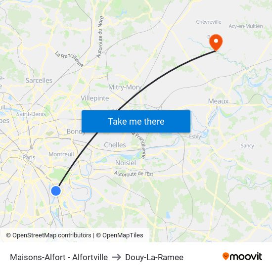 Maisons-Alfort - Alfortville to Douy-La-Ramee map