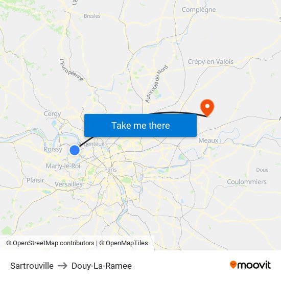 Sartrouville to Douy-La-Ramee map