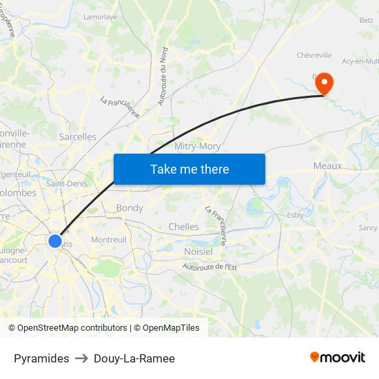 Pyramides to Douy-La-Ramee map