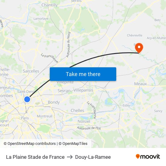 La Plaine Stade de France to Douy-La-Ramee map