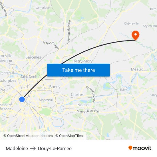 Madeleine to Douy-La-Ramee map