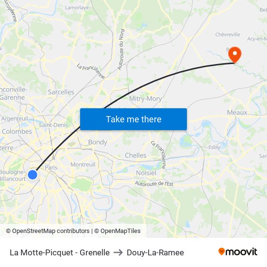 La Motte-Picquet - Grenelle to Douy-La-Ramee map