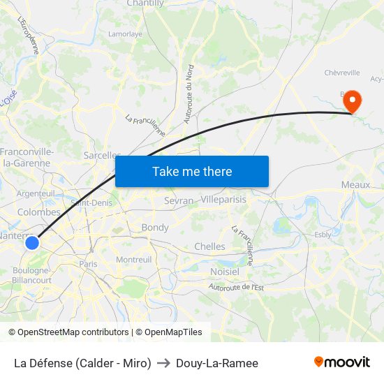 La Défense (Calder - Miro) to Douy-La-Ramee map