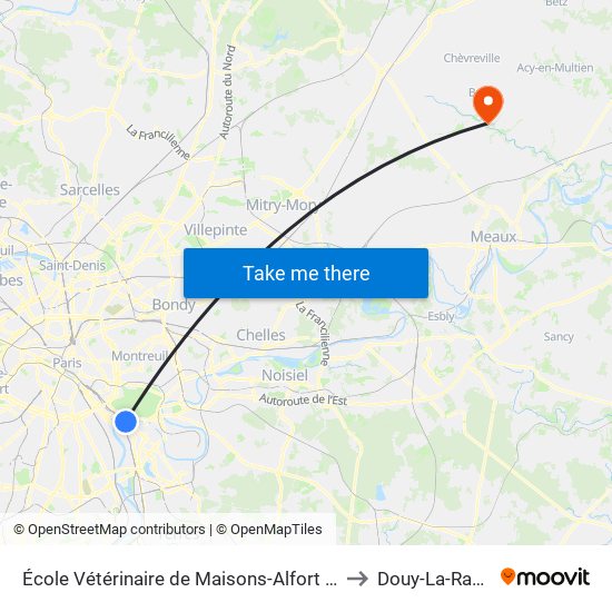 École Vétérinaire de Maisons-Alfort - Métro to Douy-La-Ramee map