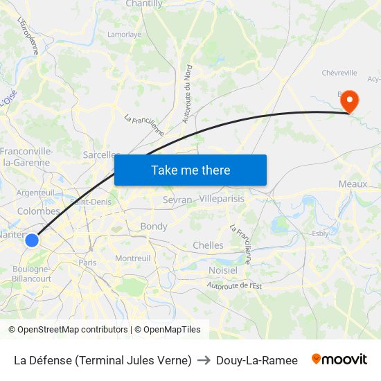 La Défense (Terminal Jules Verne) to Douy-La-Ramee map