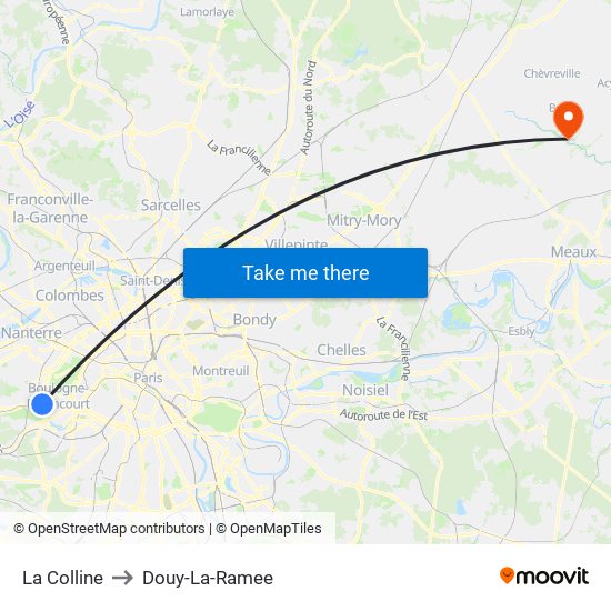 La Colline to Douy-La-Ramee map